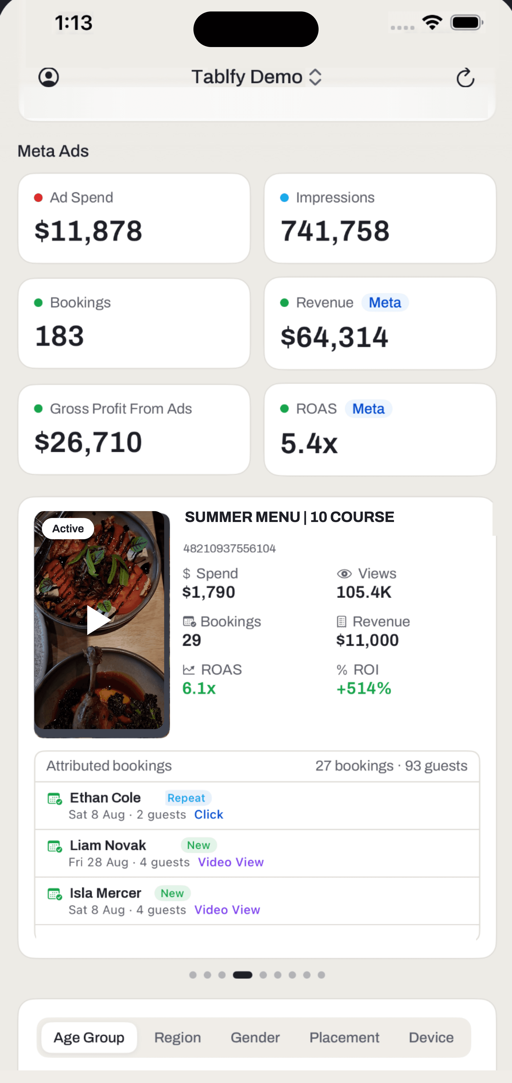 Ad attribution in the Tablfy iOS app